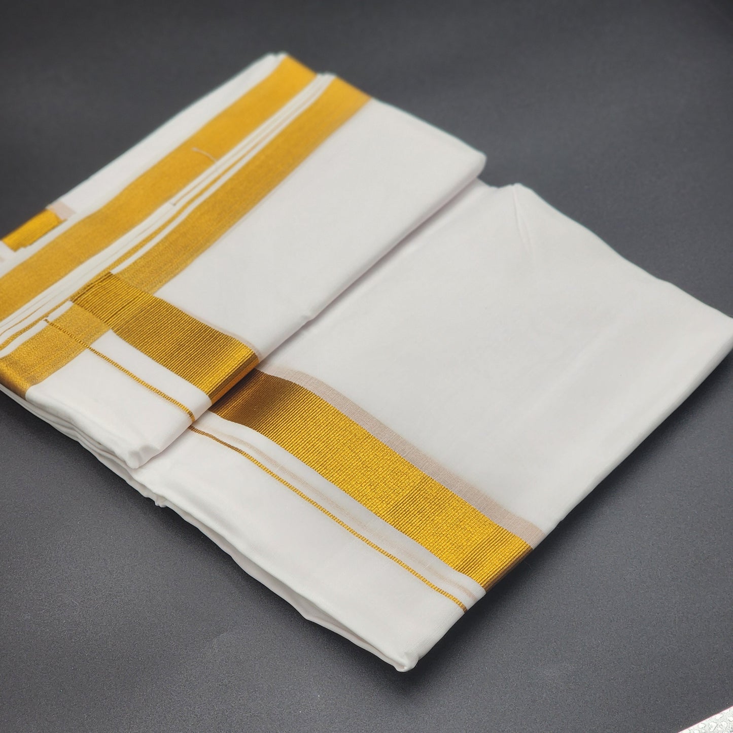 Dhoti (Mundu) Traditional South Indian style  Gold Border 4107