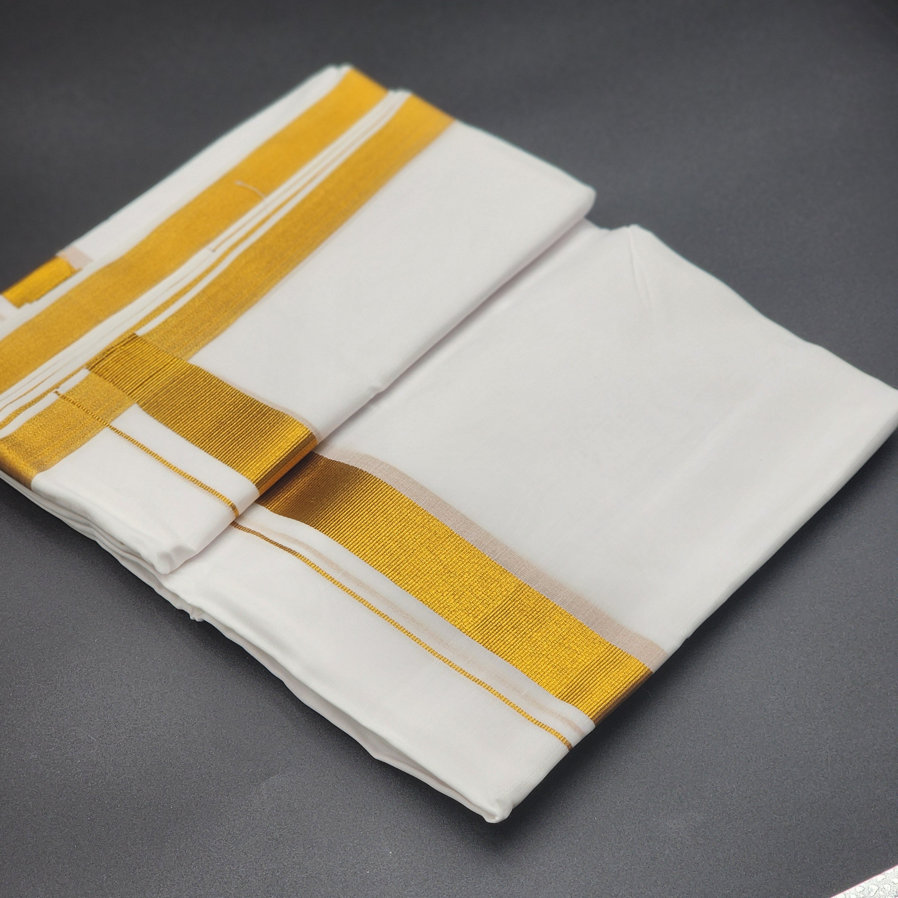 Dhoti Mundu Traditional South Indian style Gold Border 4107