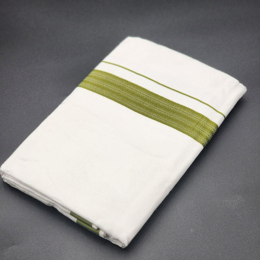 Dhoti Mundu Traditional South Indian style Parrot Green broad border 4104 Eljoys Fashion