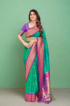 Soft Peshwai Paithani Silk Green 1128